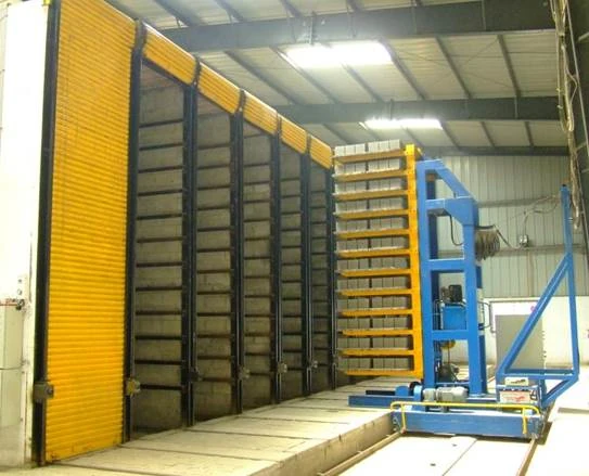 Fully Automatic Finger Car System transports products to & from curing room.